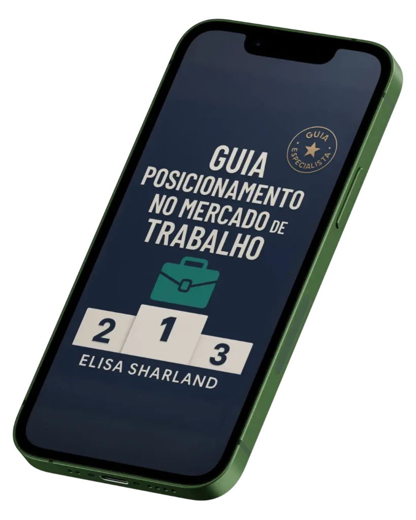 Mockup com a capa do guia: posicionamento no mercado de trabalho